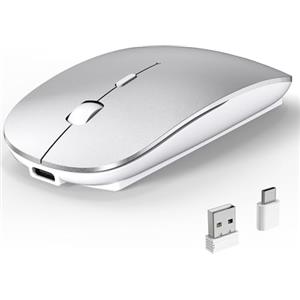 RaceGT Mouse Wireless Bluetooth 5.4+ USB-A+USB-C, Silenzioso, Ricaricabile | Mouse senza fili ultraleggero, portatile, autonomia eccezionale, 1600 DPI, ampia compatibilità per PC, tablet, Mac, iPad
