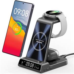 leQuiven Caricatore Wireless per Samsung S26 Ultra/S26+/Z Flip8, Galaxy Watch 8/7/6 | Stazione di Ricarica per Samsung Galaxy S26/S25/S24, per Galaxy Watch 8 Classic/Ultra/7, Galaxy Buds4 Pro, Nessun Adattatore