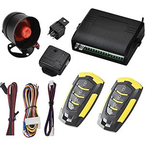 Bostar Sistema di allarme per auto, universale 12V con 2 telecomandi e blocco sensore sirena, sblocco porte automatico e sblocco bagagliaio
