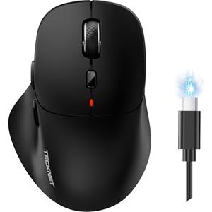 TECKNET Mouse Bluetooth Ricaricabile, Tri-Modo (2BT+USB) Mouse Wireless | Poggiapollice Ergonomico, 4800 DPI, 6 Pulsanti, Clic Silenzioso, Mouse Senza Filo per Laptop, PC, Mac OS, Android, Windows