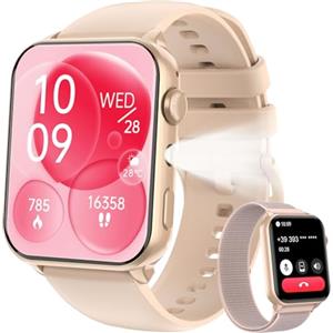 IOWODO Smartwatch Donna con Chiamate Bluetooth | 1.91" Orologio Fitness con SpO2/ Sonno, 24H Cardiofrequenzimetro, 100 modalità Sportive, Torcia LED, IP68, 2 Cinturini