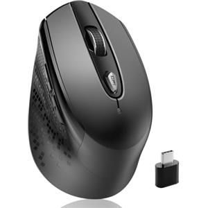 RaceGT Mouse Wireless USB C 2.4G Ergonomico Senza Fili Silenzioso | Ergonomico Senza Fili Silenzioso Tipo-C 2.4GHz 1600 DPI 6 pulsanti per PC/Laptop/Mac/MacBook/iPad