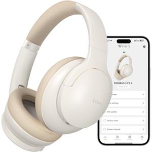 DOQAUS Cuffie Bluetooth Over Ear, 90 Ore Di Autonomia,Bianco roccia | Bluetooth 5.4,9 Modalità EQ, Microfono Integrato,Audio HiFi,Microfono Integrato Per Lavoro,Viaggio E Musica
