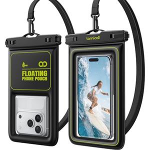 Lamicall Custodia Impermeabile Smartphone - [Galleggiabilità Superiore] | 2 Pezzi, IP68 Custodia Telefono Subacquea con Cordino Rimovibile, Chiusura Sicurezza, Cover Impermeabile Telefono Fino a 7,5"