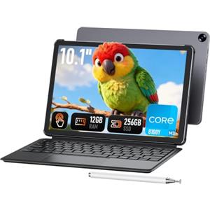 Vowmoon Laptop Tablet 2-in-1 da 10,1", 12 GB RAM, SSD 256 GB, M3-8100Y (fino a 3,40 GHz) | Touchscreen con stilo e tastiera | Wi-Fi 5, Bluetooth 5, HDMI