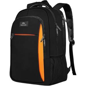 MATEIN Zaino Porta PC 15.6 Pollici, Zaino PC Impermeabile per Università | Zaino Potta PC 15.6 Pollici, Zaino Lavoro Uomo, Zaini per PC Portatile, Laptop Backpack per Scuola Superiore, Nero Arancione