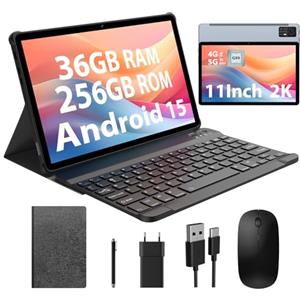 BEYNIVAN Tablet 11 Pollici Android 16 Tablet,Doppio SIM 4G LTE+5G WiFi,Octa-Core 2.0Ghz,2000x1200 FHD/36GB RAM+512GB ROM/9580mAh/Face Unlock/OTG/GPS-Tablets in Offerta con Tastiera e Mouse,Grigio