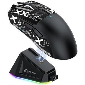 ATTACK SHARK X11 Gaming Mouse with Magnetic Charging Dock, PixArt PAW3311 Gaming Sensor, BT/2.4G Wireless/Wired Gaming Mouse with Mouse Grip Tape, 22000 DPI, Gamer Mice for Win11/Xbox/PS/Mac (Black)