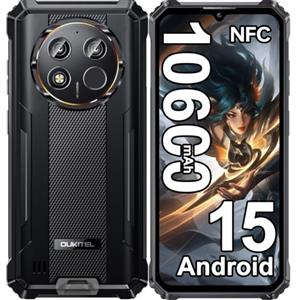 OUKITEL WP28E Rugged Smartphone 2026-10600mAh Telefono Indistruttibile | 16GB+64B/1TB Smartphone Rugged, 6.52" Celluare Antiurto, 13MP Cellulare Impermeabile, Android 15/4G Dual SIM/OTG/NFC, Nero