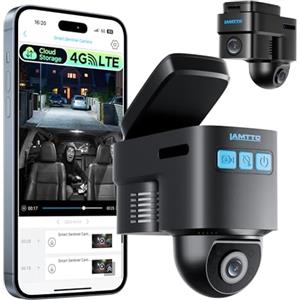 LAMTTO Dash cam 4G LTE con SIM per Controllo Remoto Sorveglianza Auto Antivandalo | Frontale 2K Video da remoto, GPS, Sensore movimento con avvisi App e backup Cloud, Audio 2 vie, SIM 4G tua, Installazione OBD