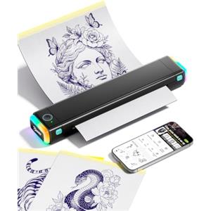 Phomemo M08F Stampante Stencil Tattoo con Luci D'atmosfera a LED | Stampante per Tatuaggi per Principianti e Artisti, Stencil Machine Plotter Compatibile Con Smartphone & PC, Nero Verde