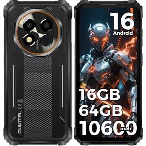 OUKITEL G6 Rugged Smartphone Android 16, 10600mAh Batteria, 16GB+64GB/1TB | 6.52" Telefono Indistruttibile, 16MP+8MP Fotocamera, Cellulare Antiurto 4G Dual SIM/IP68/IP69K/Fingerprint/FACE ID/OTG/GPS