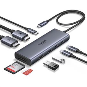 UGREEN Revodok Pro Hub USB C Docking Station 9 in 1 Doppio Display | 2 HDMI 4K60Hz, Lettore SD TF 170MBs, Porti Dati USB 5Gbps, 2A2C, Ricarica PD 100W, Compatibile con Windows MacBook