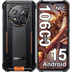 OUKITEL WP28E Rugged Smartphone 2026-10600mAh Telefono Indistruttibile | 16GB+64B/1TB Smartphone Rugged, 6.52" Celluare Antiurto, 13MP Cellulare Impermeabile, Android 15/4G Dual SIM/NFC, Arancione