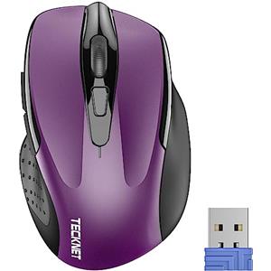 TECKNET PRO Mouse Senza Fili, 2,4GHz Wireless con Ricevitore USB, Viola | 2600 DPI, Design Ergonomico per Destrorsi, Durata di Vita di 24 Mesi Compatibile con PC, Mac, Laptop, Computer, Windows