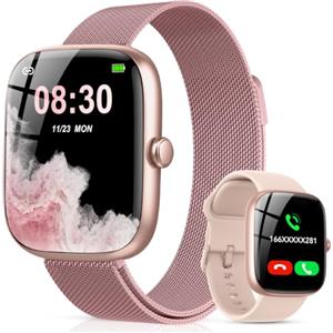 CASCHO Smartwatch Donna, 1.83'' Orologio Smartwatch con Effettua/Risposta Chiamate, 120+ Sportive Smart Watch con Contapassi/Sonno, Fitness Tracker per iOS Android - Oro rosa