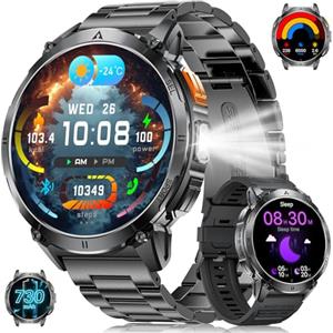 BENYAR SMART Orologio Smartwatch Uomo Militare con Luce a LED, Display AMOLED 1,62 Pollici, Smart watch con Funzione Telefono, Batteria 730 mAh, Frequenza Cardiaca/Monitor del Sonno, 119 Modalità Fitness Tracker