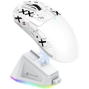 ATTACK SHARK X11 Gaming Mouse with Magnetic Charging Dock, PixArt PAW3311 Gaming Sensor, BT/2.4G Wireless/Wired Gaming Mouse with Mouse Grip Tape, 22000 DPI, Gamer Mice for Win11/Xbox/PS/Mac (White)