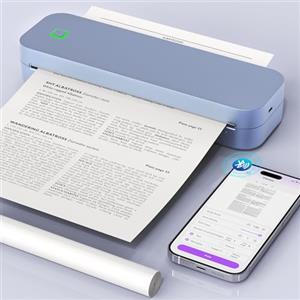 Ablemark U210 stampante termica portatile A4, Bluetooth e senza inchiostro | Stampa in bianco e nero documenti e stencil per tatuaggi a 203 dpi e 12 mm/s; compatibile con Android, iOS, Mac e PC.