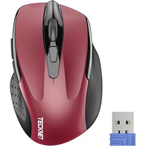 TECKNET PRO Mouse Senza Fili, 2,4GHz Wireless con Ricevitore USB, Rosso | 4000 DPI, Design Ergonomico per Destrorsi, Durata di Vita di 24 Mesi Compatibile con PC, Mac, Laptop, Computer, Windows