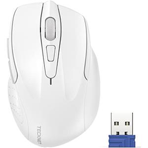 TECKNET PRO Mouse Senza Fili, 2,4GHz Wireless con Ricevitore USB, Bianco | 4000 DPI, Design Ergonomico per Destrorsi, Durata di Vita di 24 Mesi Compatibile con PC, Mac, Laptop, Computer, Windows