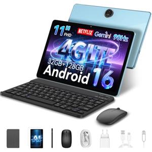 Blackview ZENO5 Tablet Android 16 con tastiera, Tablet 11 pollici, 4G LTE, 32GB RAM + 128GB ROM, display HD 90 Hz, 8300 mAh, GPS, Gemini AI, Widevine L1, Face ID, con penna e mouse, tablet per lavoro e studio