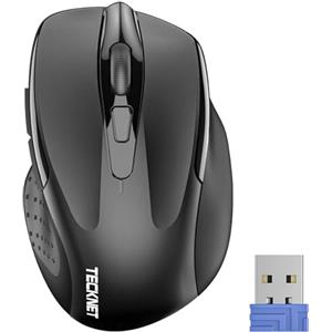TECKNET PRO Mouse Senza Fili, 2,4GHz Wireless con Ricevitore USB, Nero | 2600 DPI, Design Ergonomico per Destrorsi, Durata di Vita di 24 Mesi Compatibile con PC, Mac, Laptop, Computer, Windows
