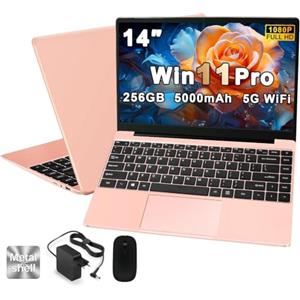 NOTODD 2026 PC Portatile 14 Pollici 256GB 1080P 2.4G+5G Win 11 - Oro | Notebook Computer Supporta La Scheda SSD La Scheda TF Estesa, Wireless Bluetooth Mouse Wifi, Italiana Tastiera