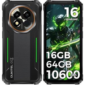 OUKITEL G6 Rugged Smartphone Android 16, 10600mAh Batteria, 16GB+64GB/1TB | 6.52" Telefono Indistruttibile, 16MP+8MP Fotocamera, Cellulare Antiurto 4G Dual SIM/IP68/IP69K/Fingerprint/FACE ID/OTG/GPS