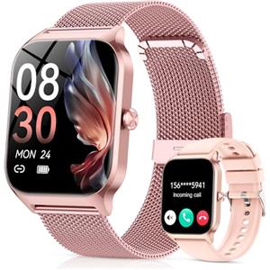 CASCHO Smartwatch Donna, 1.85'' Orologio Smartwatch con Effettua/Risposta Chiamate, 120+ Sportive Smart Watch con Contapassi/Sonno, Fitness Tracker per iOS Android - Elegante oro rosa 9