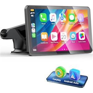 LAMTTO Schermo per Auto Portatile con 7" Wireless CarPlay & Android Auto | Autoradio Portatile con Navigazione, Bluetooth Musica, Mirror Link Airplay, Touch Screen, Assistente Vocale, FM, AUX