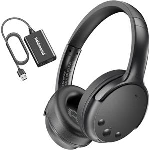 Holdsound Cuffie Wireless per TV Senza Fili, USB Plug & Play, Portata 50m | Cuffie TV Bluetooth con Audio Chiaro, Latenza <40ms, 25H Autonomia, Ottico/AUX, per Anziani e Ascolto Privato