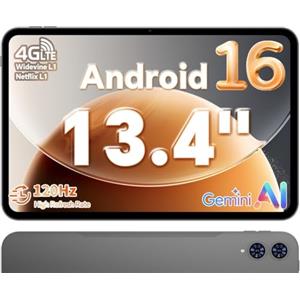 TECLAST T65 13.4" 120Hz Android16 4G Lte, 2.2GHz 26GB+128GB 13+5MP | Doppio SIM 5G WiFi, Octa-Core, Widevine L1 1080, BT5, GPS, OTG