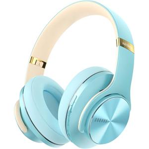 DOQAUS Cuffie Bluetooth Over Ear con APP,Blu Cristallo | 90 ore di autonomia,9 modalità EQ, Bluetooth 5.4,microfono integrato,pieghevoli per lavoro,viaggio, musica