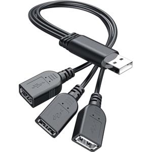 ANDTOBO USB 1 a 3 Splitter, USB 2.0 A Maschio a 3 USB Femmina Jack Y Splitter Hub Cordone di Alimentazione Cavo di Estensione Adattatore, Nero