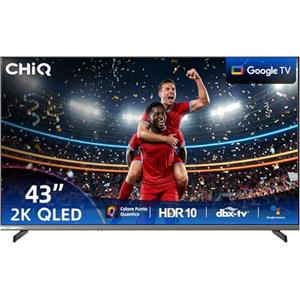 CHiQ L43QST Smart TV 43" QLED Pro Full HD Google TV | Design senza cornice in metallo, 90% DCI-P3, HDR10, Dolby Audio & DBX-TV, Controllo vocale integrato