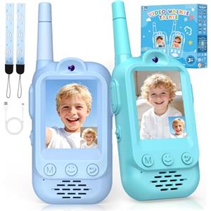iKidiki Video Walkie Talkie Bambini Ricaricabili, Gioco Bambino 3 4 5 6 7 8 Anni Maschio Woki Toki Regalo Bimbo 3-8 Anni Giochi Bambini 3-8 Giocattoli Giochi da Esterno per Bambini Regali di Pasqua