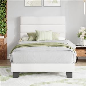 MUTICOR Letto imbottito 90x200 cm velluto con testiera, Bianco | Testiera morbida, 11,5 cm spazio, Portata 272 kg, Silenzioso, Senza rete, Montaggio facile