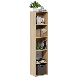 Baroni Home Libreria a Cubi Componibile, Scaffale Modulare Multiuso per Soggiorno, Camera e Ingresso, Design Moderno, Montaggio Semplice, Naturale 5 Ripiani, 24x31x132cm