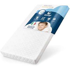 DOLCI SOGNI Materasso Bambini 80x190 - Materasso Letto Singolo - 12cm Schiuma Traspirante H2, Fodera Anallergica, Certificato Oeko Tex e CertiPur, Antiacaro, Durevole - Made in Italy