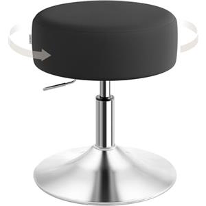 WOLTU Sgabello Trucco, Regolabile in Altezza, in Velluto, Nero Inchiostro | Sgabello Imbottito Girevole, Sedia da Cucina Rotondo, per Toeletta, Camera da Letto, Altezza Seduta 44-56 cm