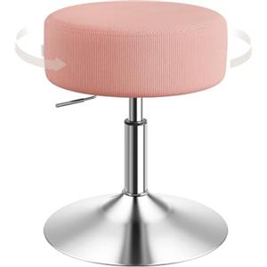 WOLTU Sgabello Trucco, Regolabile in Altezza, Velluto a Coste, Rosa Chiaro | Sgabello Imbottito Girevole, Sedia da Cucina Rotondo, per Toeletta, Camera da Letto, Altezza Seduta 44-56 cm