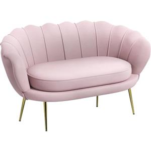HOMCOM Divanetto 2 Posti in Tessuto Effetto Velluto con Braccioli Rosa | Piccolo Divanetto Vintage, Moderno, Seduta Imbottita, per Ufficio, Camera da Letto e Soggiorno, 130x77x77cm