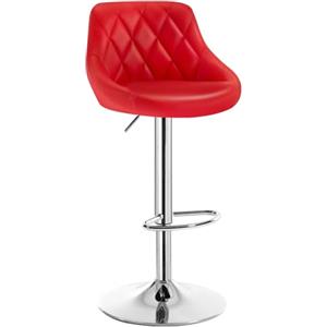 WOLTU Sgabello Cucina con Schienale, Regolabile, PU Rosso | Sgabello da Bar, Moderni Girevoli, Altezza Regolabile, Sedia Alta, con Poggiapiedi, per Cucina Bar Soggiorno