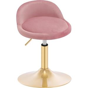 WOLTU Sgabello da Trucco, Girevole, Velluto, Rosa, Base Dorata | Sedia Postazione Trucco, Regolabile in Altezza, 42,5-58 cm, per Ufficio Cucina, Soggiorno Toeletta, Camera da Letto