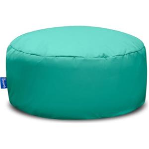 Bruni Pouf Rotondo M Turchese - Pouf poggiapiedi per interni ed esterni, Sgabello a sacco con imbottitura in perle EPS, Cuscino rotondo da Yoga e meditazione, Fodera lavabile