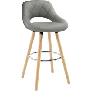 WOLTU Sgabello Cucina, con Schienale, Pelle Sintetica, Legno, Grigio | Sgabello da Bar, Sgabelli Alti con Poggiapiedi, Sedile Atla 69cm, per Colazione, Isola Cucina