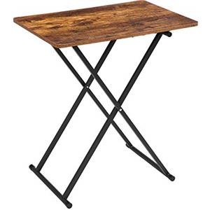 HOOBRO Tavolino, Altezza Regolabile, Pieghevoli Tavolo, Tavolini per Spuntini, 60 × 40 × 60 cm, Accanto al Divano, Stile Industriale, Struttura Stabile, Montaggio Facile, Marrone Vintage EBF16BZ01