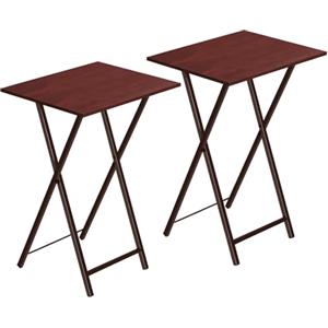 HOOBRO Tavolino, Tavolini per Spuntini, Set di 2 Pieghevoli Tavolo, Accanto al Divano, Stile Industriale, per Spazio Stretto, Struttura Stabile, Montaggio Facile, Marrone Rossiccio EBR25BZ01