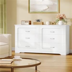 Hzuaneri Hzuaner Cassettiera con Presa Multipla, Mobile con Cassetti, 6 Cassetti | Stile Moderno, per Camera da Letto, Soggiorno, Guardaroba e Ufficio, 40 x 140 x 75 cm, Bianco DC35003XEU